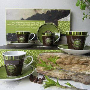 Espresso Coffee Set 4 Cups Saucers Stokes Gourmet Caffe Ottimo in Original Box